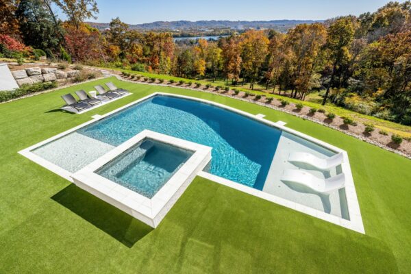 Backyard pool with a view at 3072 Rivermont Rd